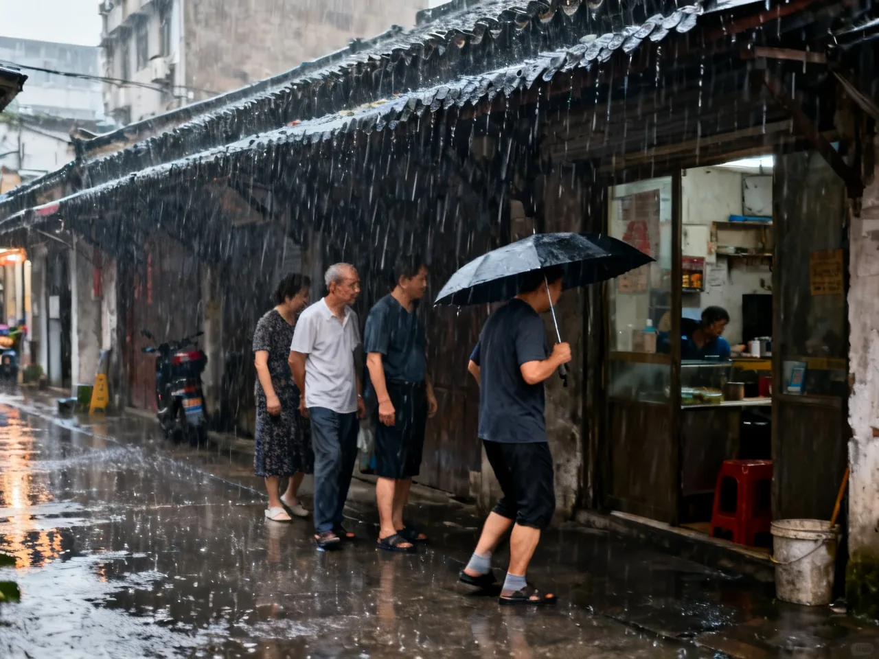 一场突来的雨，让我在中国学会把屋檐下当成一种临时公共空间