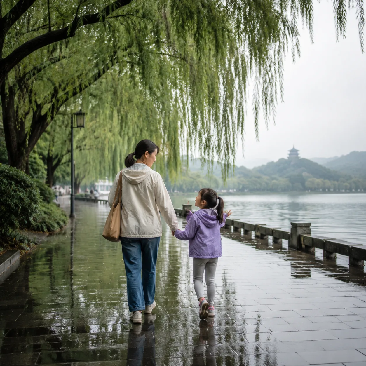 杭州下雨的下午,孩子第一次主动找陌生小朋友一起玩