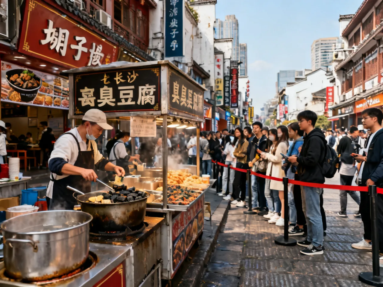 我在长沙坡子街连吃四样小吃：臭豆腐到底怎么选