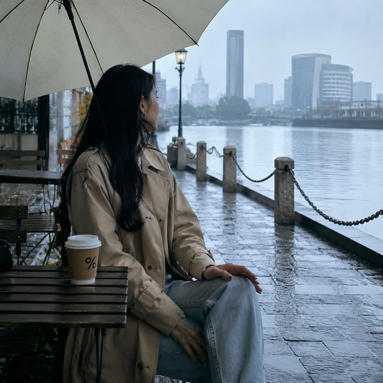 五月在宁波老外滩遇到雨,我一个人看着江面发亮,忽然觉得赶路也值得被原谅