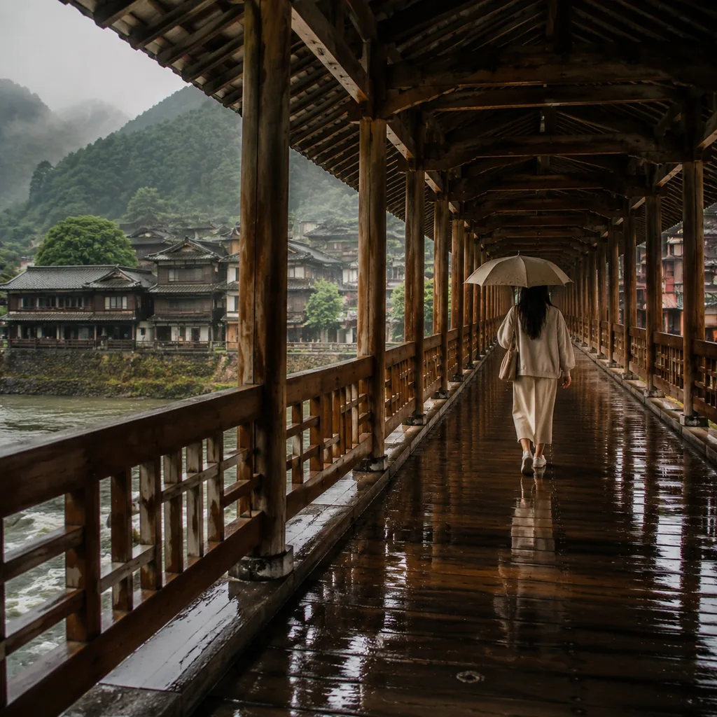 木拱廊桥雨天慢行:听一座桥把山水说轻