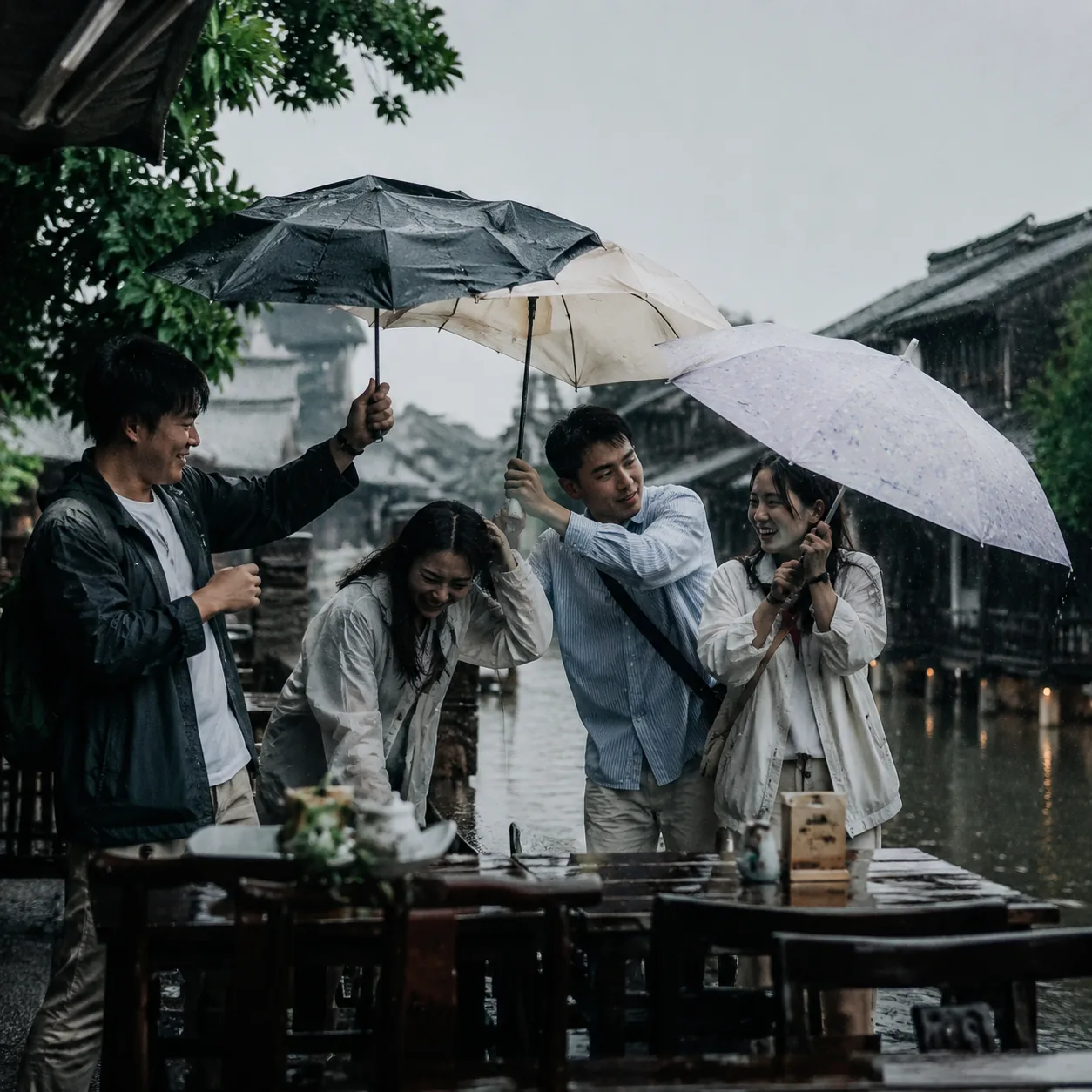 我们在常熟尚湖的五月雨里轮流拿伞拍照,最后笑到谁都不在乎照片拍没拍好