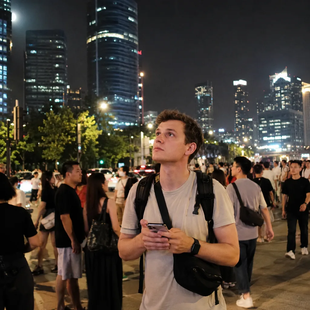 外国人第一次夜游中国城市的安全感