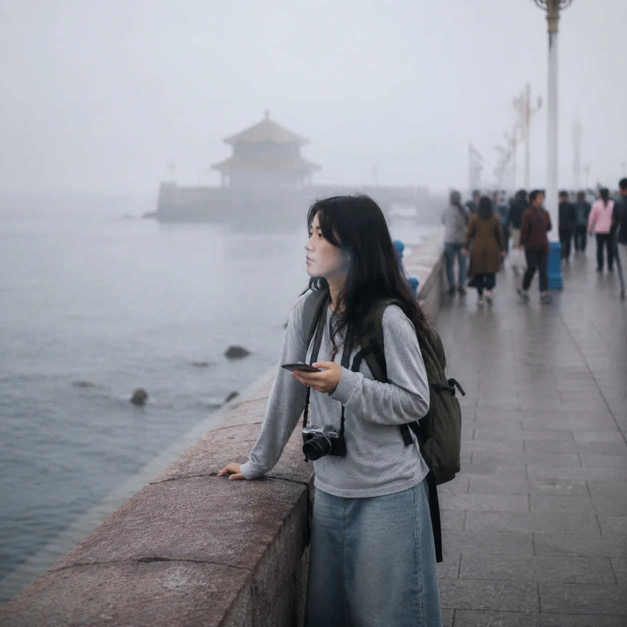 青岛海边的雾气,让我把拍照计划改成了散步计划