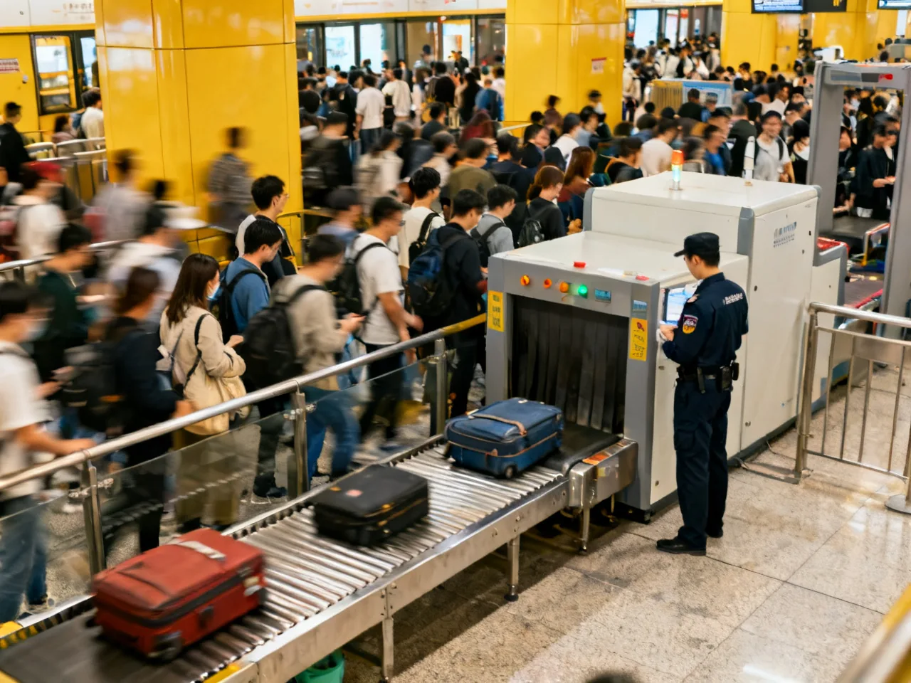 第一次在中国地铁安检口，我学会把保温杯先拿在手上