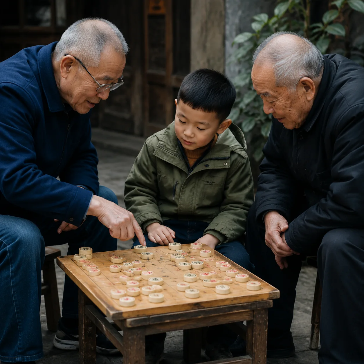 在成都公园里，孩子跟下棋爷爷聊了二十分钟