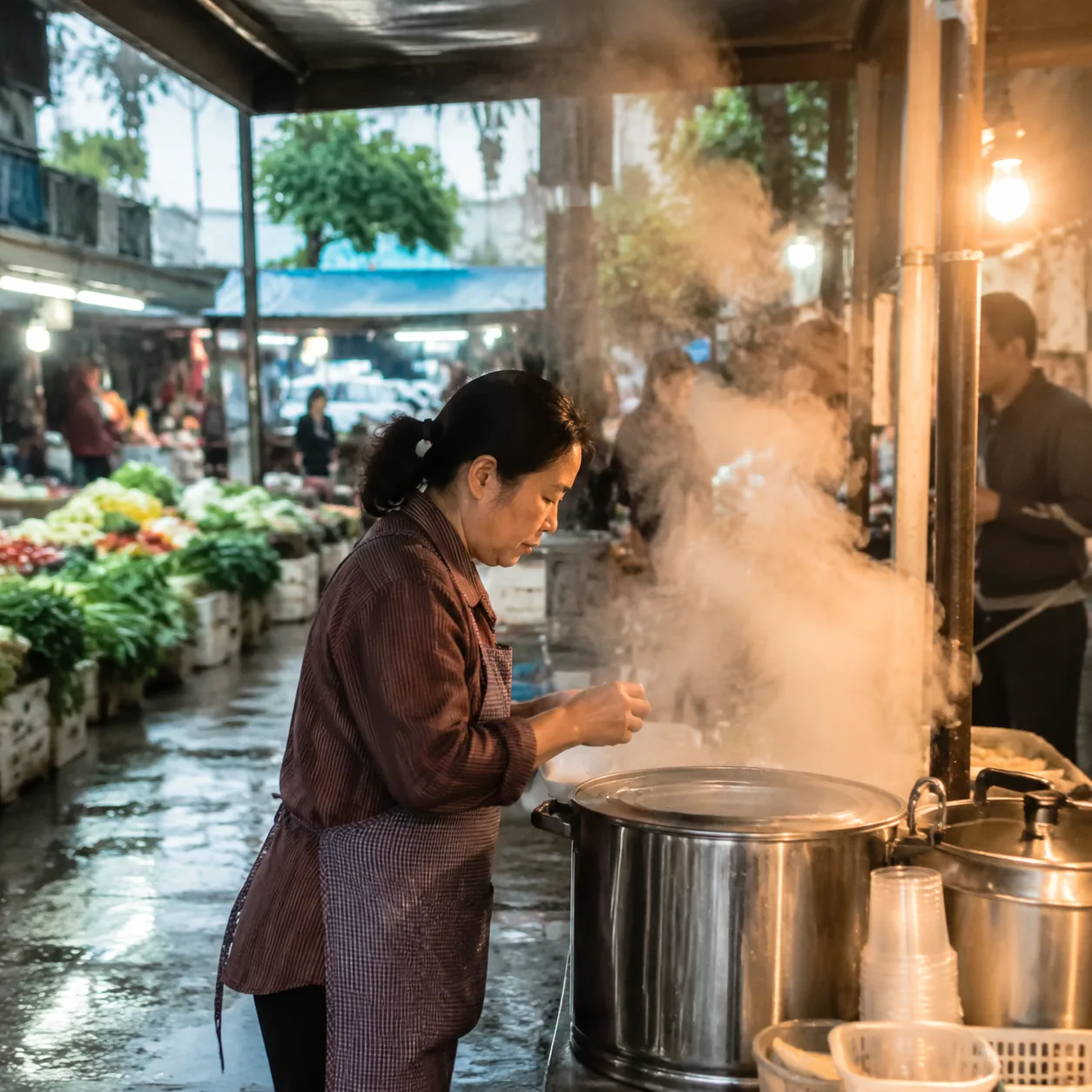 菜市场早餐摊前，我靠一个“这个”吃到了热豆浆