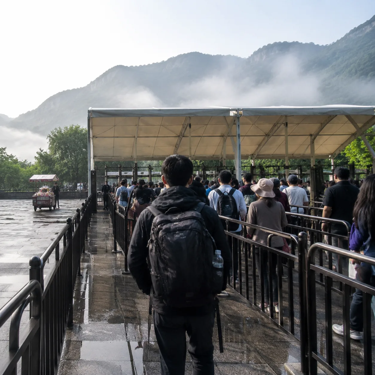 中国景区门口的安检队伍，其实有自己的节奏