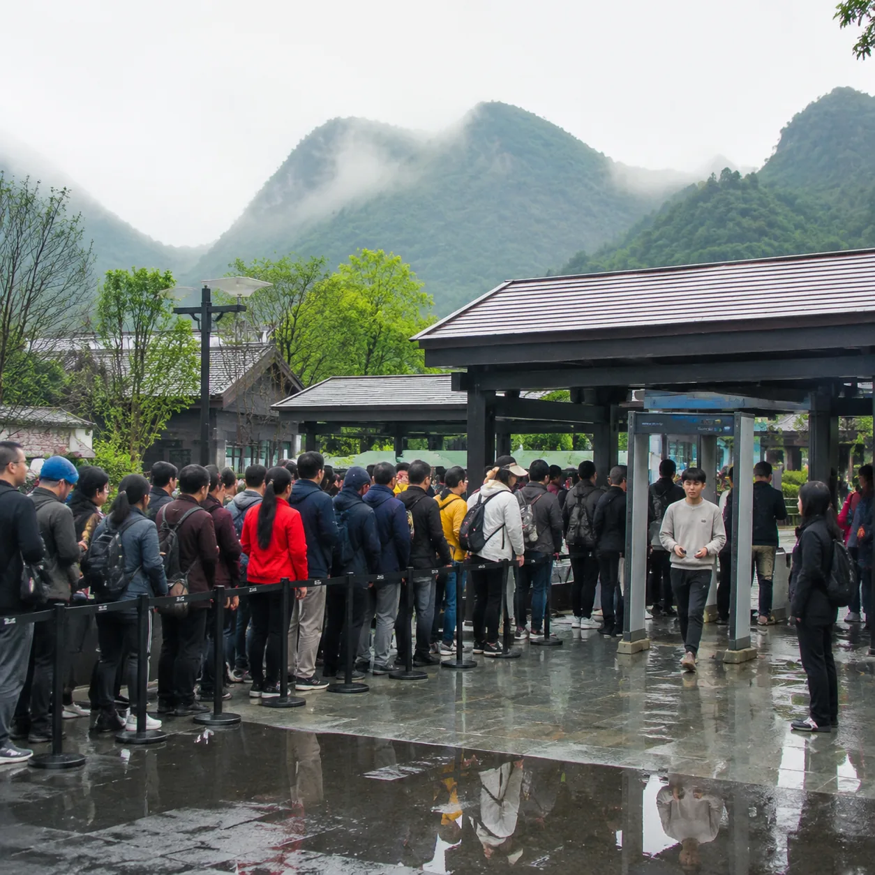 中国景区门口的安检队伍,其实有自己的节奏